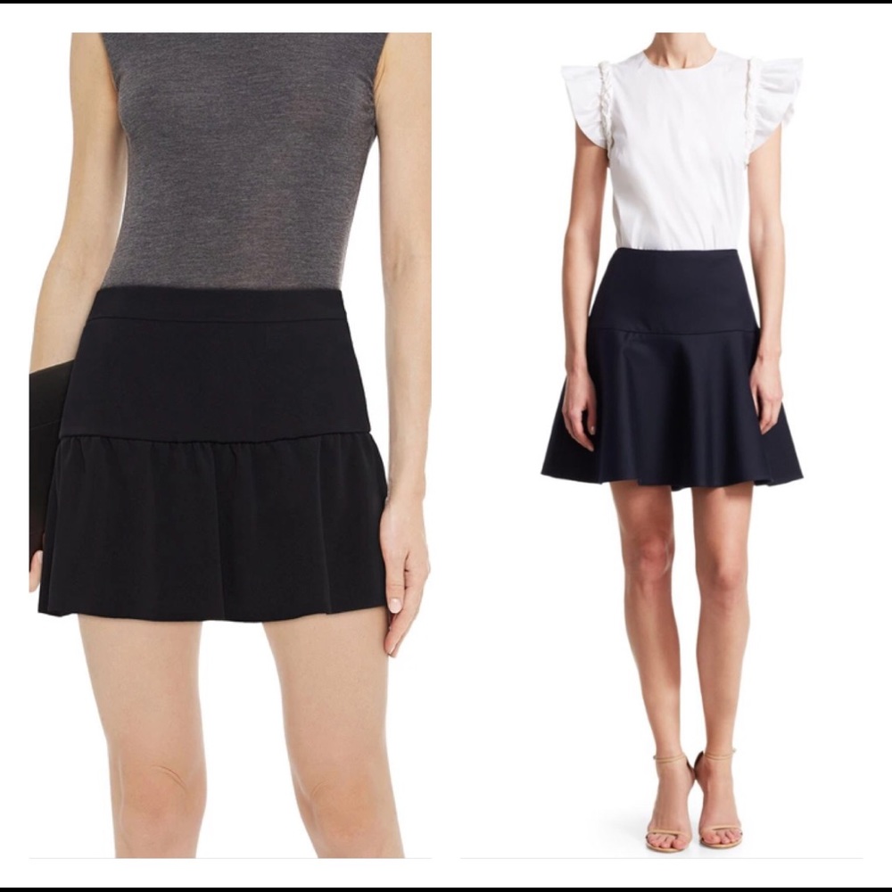 RED VALENTINO Signature Black DROP WAIST Fit & Flare Mini Skater Skirt